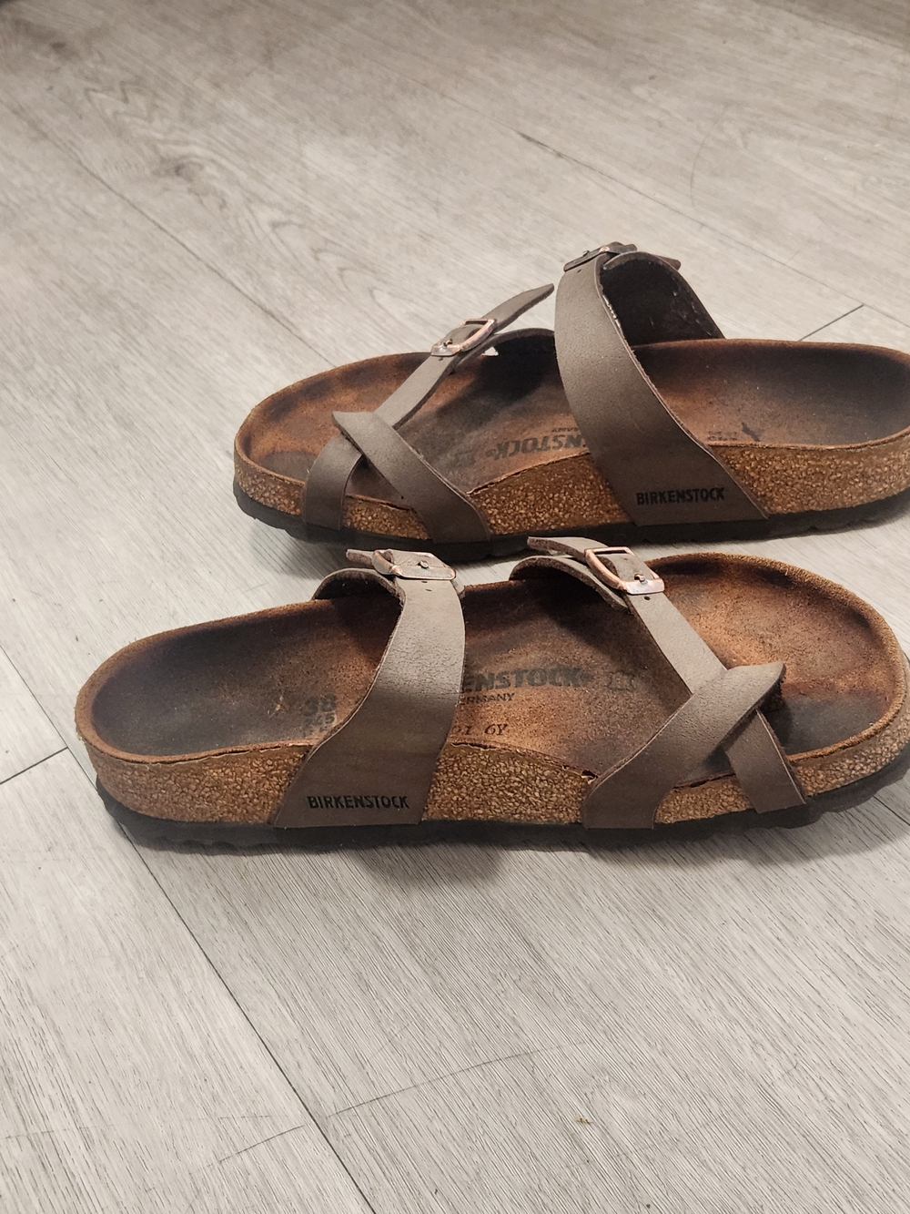 Birkenstock Mayari Taupe Crisscross Sandals - Size 38
​ - Picture 3 of 6
